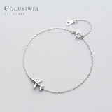 925 Silver Plane Chain Bracelet CZ Bangles Women Jewelry Gift