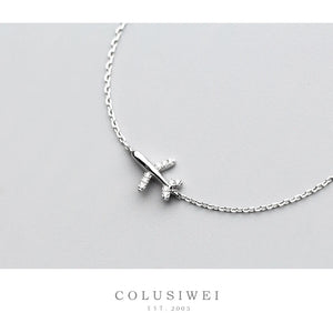925 Silver Plane Chain Bracelet CZ Bangles Women Jewelry Gift