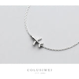925 Silver Plane Chain Bracelet CZ Bangles Women Jewelry Gift
