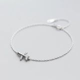 925 Silver Plane Chain Bracelet CZ Bangles Women Jewelry Gift
