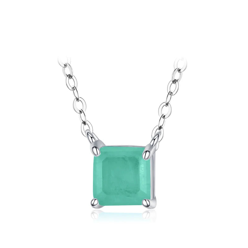 925 Silver Paraiba Tourmaline Pendant Necklace for Women Wedding