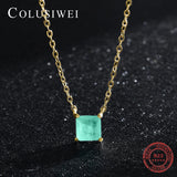 925 Silver Paraiba Tourmaline Pendant Necklace for Women Wedding