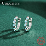 925 Sterling Silver CZ Small Hoop Earrings for Women Turquoise Tiny Jewelry