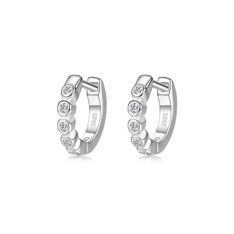 925 Sterling Silver CZ Small Hoop Earrings for Women Turquoise Tiny Jewelry