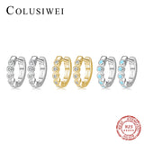 925 Sterling Silver CZ Small Hoop Earrings for Women Turquoise Tiny Jewelry