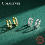 925 Sterling Silver CZ Small Hoop Earrings for Women Turquoise Tiny Jewelry