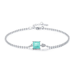 925 Sterling Silver Emerald Cut Paraiba Tourmaline Wedding Bracelet