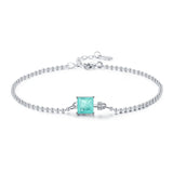 925 Sterling Silver Emerald Cut Paraiba Tourmaline Wedding Bracelet