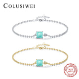 925 Sterling Silver Emerald Cut Paraiba Tourmaline Wedding Bracelet