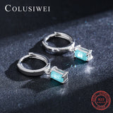 Colusiwei Tourmaline 925 Silver Hoop Earring Wedding Engagement Jewelry
