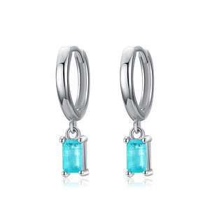 Colusiwei Tourmaline 925 Silver Hoop Earring Wedding Engagement Jewelry