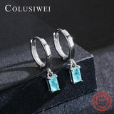 Colusiwei Tourmaline 925 Silver Hoop Earring Wedding Engagement Jewelry