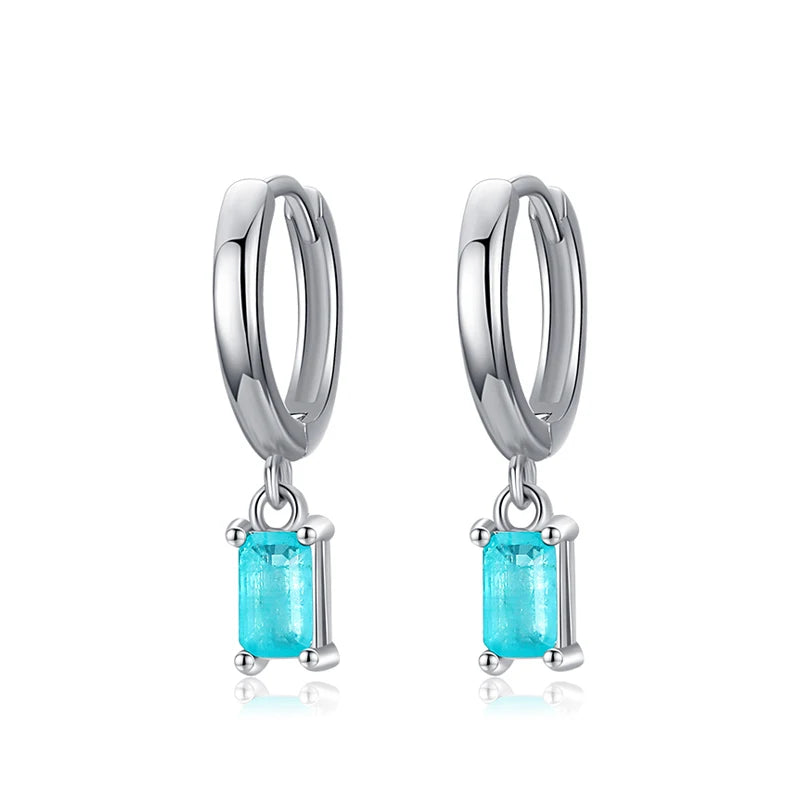 Colusiwei Tourmaline 925 Silver Hoop Earring Wedding Engagement Jewelry