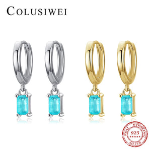 Colusiwei Tourmaline 925 Silver Hoop Earring Wedding Engagement Jewelry