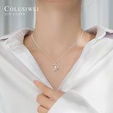 925 Silver Round Cross Pendant Necklace for Women