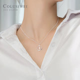 925 Silver Round Cross Pendant Necklace for Women