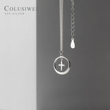 925 Silver Round Cross Pendant Necklace for Women