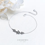 Colusiwei Silver Flower Chain Anklet for Women