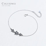 Colusiwei Silver Flower Chain Anklet for Women