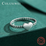 925 Sterling Silver Heart Rings Chain Jewelry