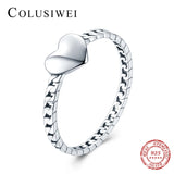 925 Sterling Silver Heart Rings Chain Jewelry