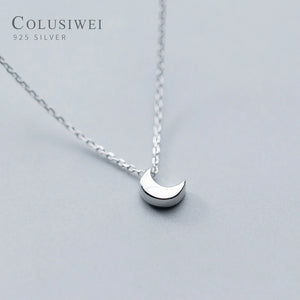 925 Sterling Silver Mini Moon Pendant Necklace for Women