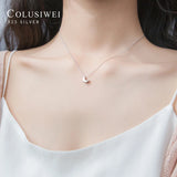 925 Sterling Silver Mini Moon Pendant Necklace for Women