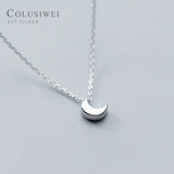 925 Sterling Silver Mini Moon Pendant Necklace for Women