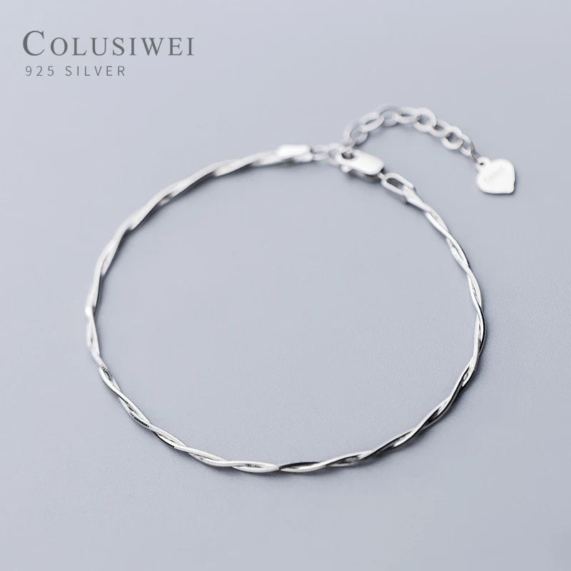 925 Sterling Silver Double Layer Snake Bone Bracelet