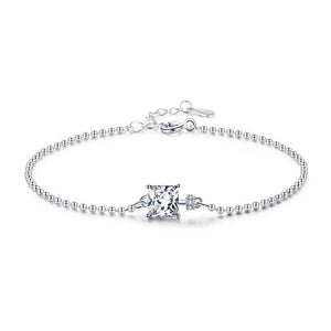 Colusiwei Emerald Cut Zirconia Strand Bracelet Sterling Silver