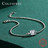 Colusiwei Emerald Cut Zirconia Strand Bracelet Sterling Silver