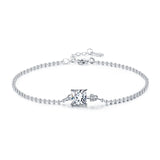 Colusiwei Emerald Cut Zirconia Strand Bracelet Sterling Silver