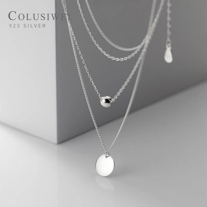 Colusiwei 925 Silver Beads Double Chain Necklace for Women