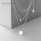 Colusiwei 925 Silver Beads Double Chain Necklace for Women