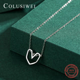 Colusiwei Hollow Heart 925 Sterling Silver Pendant Necklace for Women