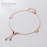 Colusiwei Flying Butterfly Bracelet Sterling Silver CZ Foot Anklet