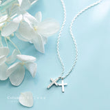 Colusiwei 925 Silver Faith Power Double Cross Necklace for Women Lucky Girl