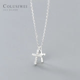 Colusiwei 925 Silver Faith Power Double Cross Necklace for Women Lucky Girl