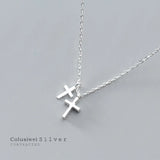 Colusiwei 925 Silver Faith Power Double Cross Necklace for Women Lucky Girl