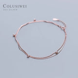 Colusiwei 925 Silver Double Layer Anklet for Women