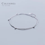 Colusiwei 925 Silver Double Layer Anklet for Women