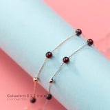 Colusiwei 925 Silver Garnet Beads Anklet Women Charm Japanese Style Fine Jewelry