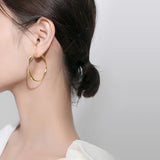 Colusiwei 925 Silver Hyperbole Hoop Earrings Women Irregular Round Earring