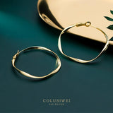 Colusiwei 925 Silver Hyperbole Hoop Earrings Women Irregular Round Earring
