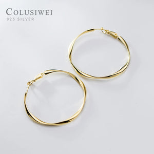 Colusiwei 925 Silver Hyperbole Hoop Earrings Women Irregular Round Earring