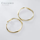 Colusiwei 925 Silver Hyperbole Hoop Earrings Women Irregular Round Earring