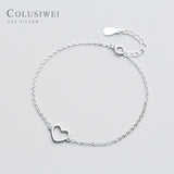 Colusiwei 925 Silver Heart Link Chain Bracelet Romantic Jewelry Gift
