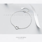 Colusiwei 925 Silver Heart Link Chain Bracelet Romantic Jewelry Gift