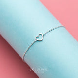 Colusiwei 925 Silver Heart Link Chain Bracelet Romantic Jewelry Gift