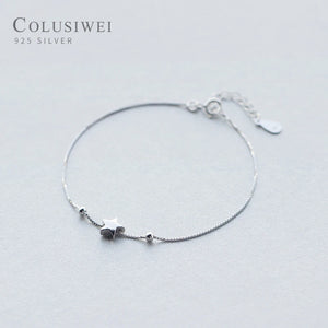 Colusiwei 925 Silver Pentagram Bracelet Box Chain Small Beads